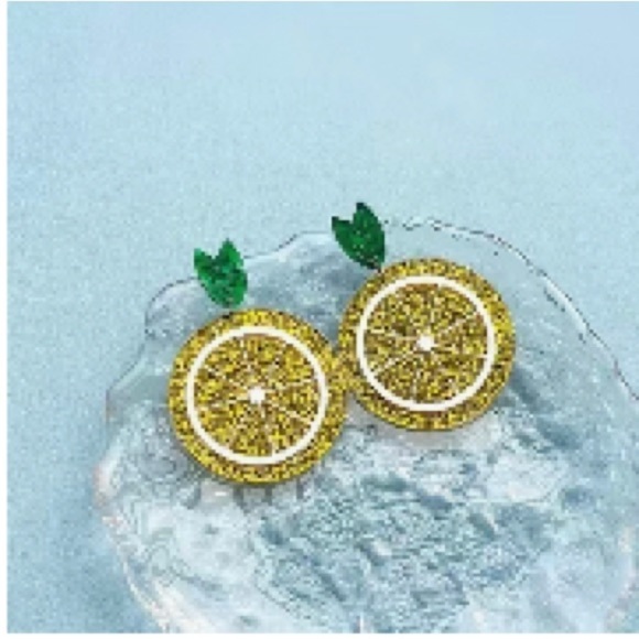 Sparkly Lemon Statement Drop Earrings - Picture 6 of 16